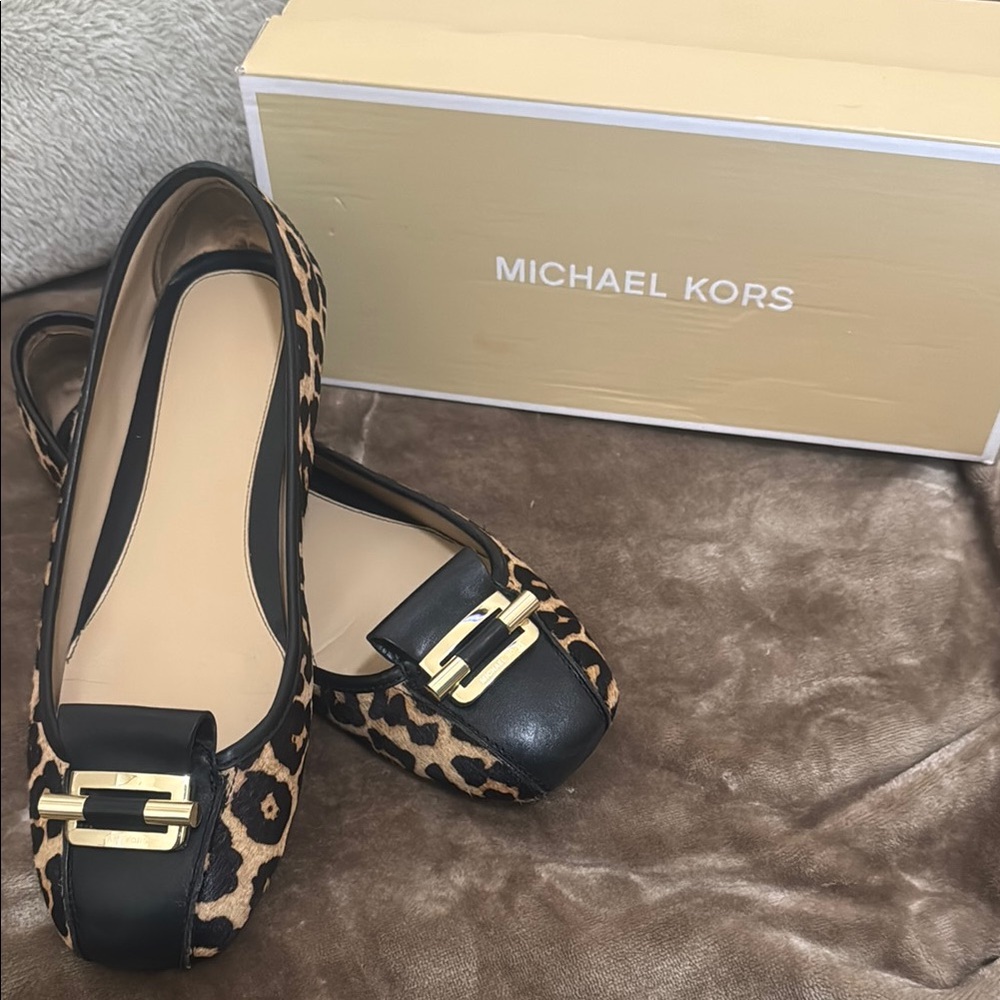Michael Kors Leopard Print Flats with Black Accents